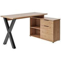 Eckschreibtisch Mit Stauraum B 140cm H 76cm Club, Eichefarbe - Eichefarben, MODERN, Holzwerkstoff (140/95/76cm) - Livetastic