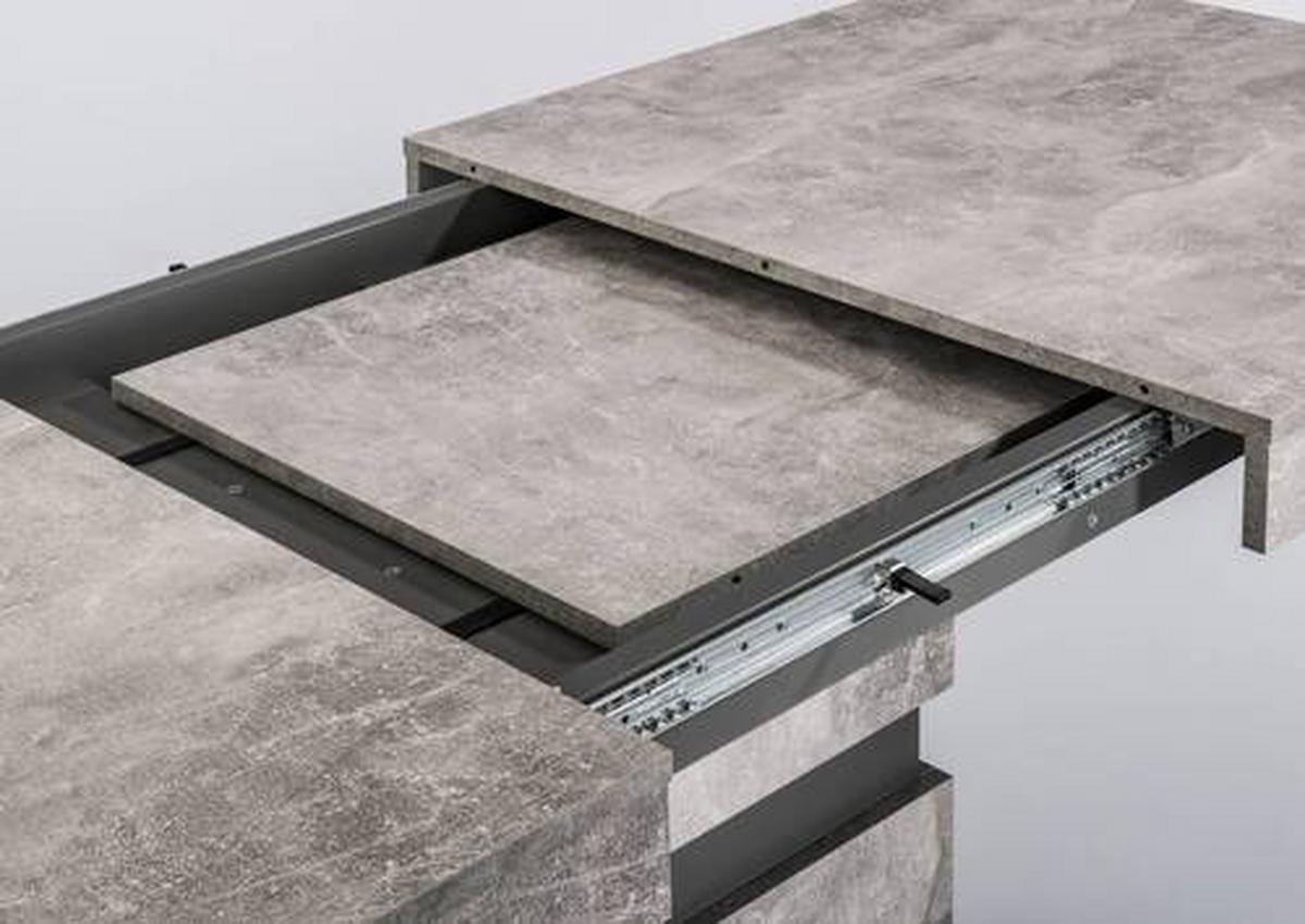 Esstisch ausziehbar Matthew 140-195x90 cm Grau Betonoptik - Dunkelgrau/Grau, MODERN, Holzwerkstoff (140/90/75cm) - MID.YOU