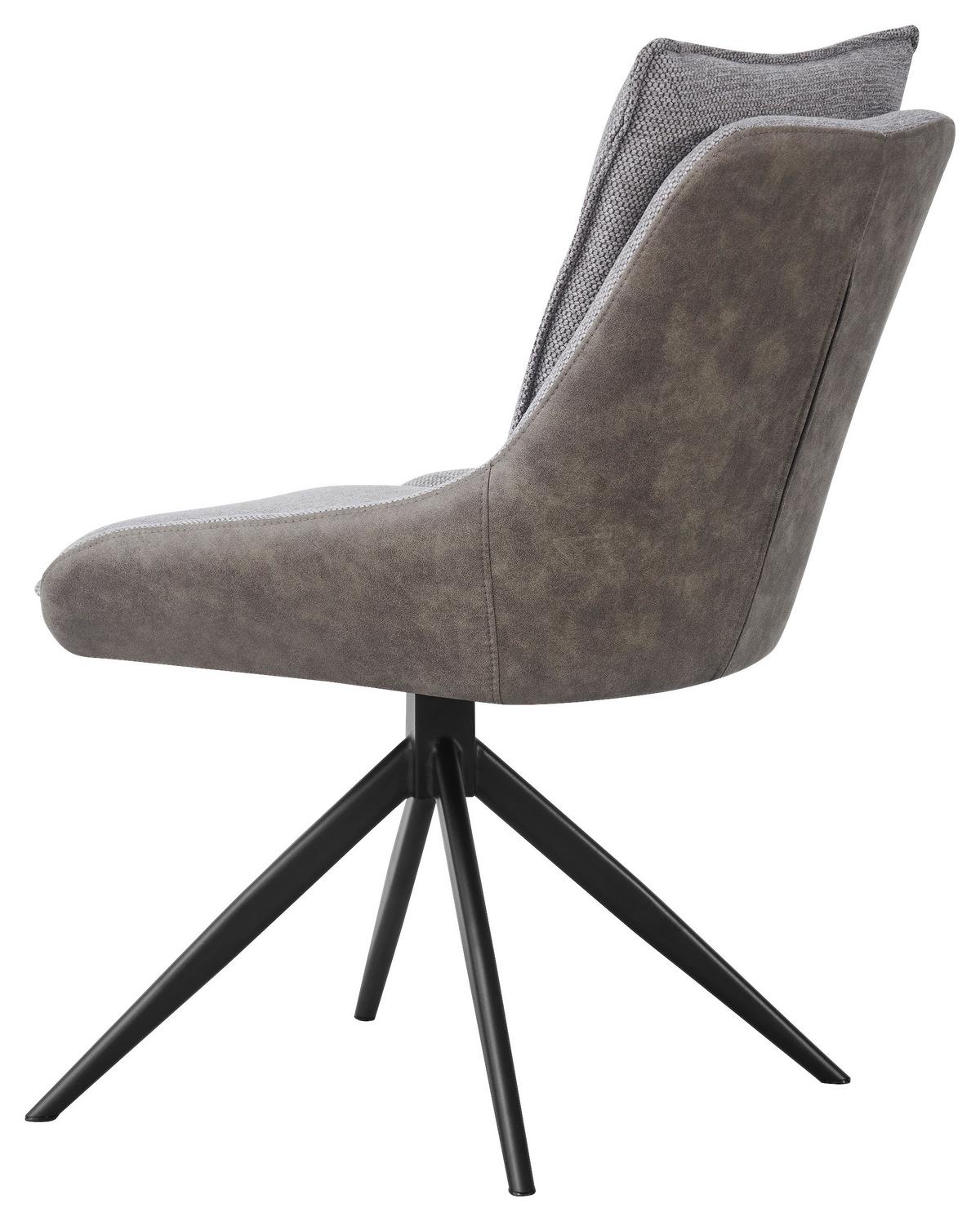 Armlehnstuhl Emilia Webstoff braun, B: 55cm - Schwarz/Braun, MODERN, Holz/Textil (55/88/65cm)