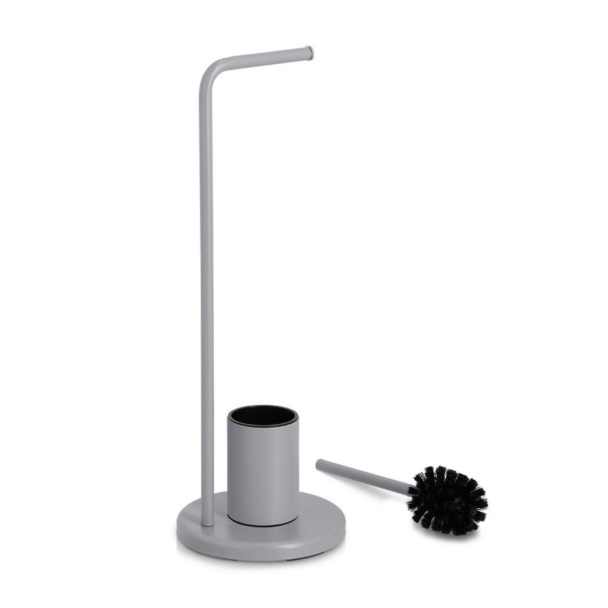 WC-Bürstengarnitur Kunststoff/Metall - Grau, Basics, Kunststoff/Metall (22/22/63cm) - Zeller Present