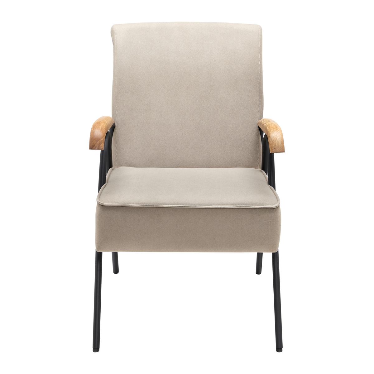 Retro křeslo Nati šedohnedé - černá/přírodní barvy, Moderní, kov/dřevo (52/79/66cm) - Bessagi Home