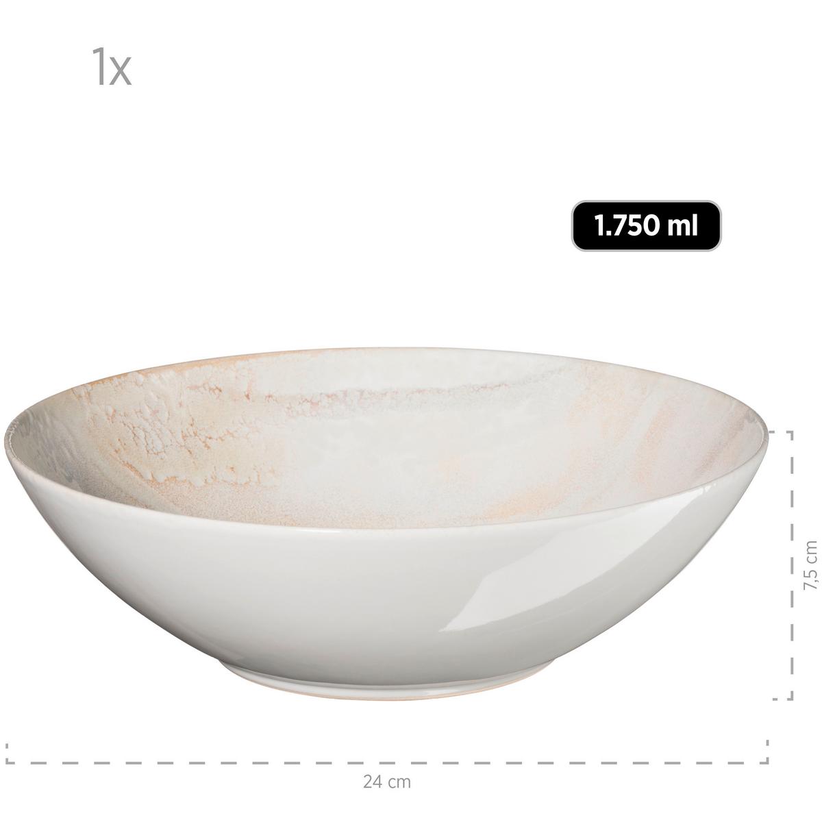 Salatset Ossia 7-Tlg. Geschirr Set - Beige, Basics, Keramik (35,5/36,5/31,5cm) - Mäser