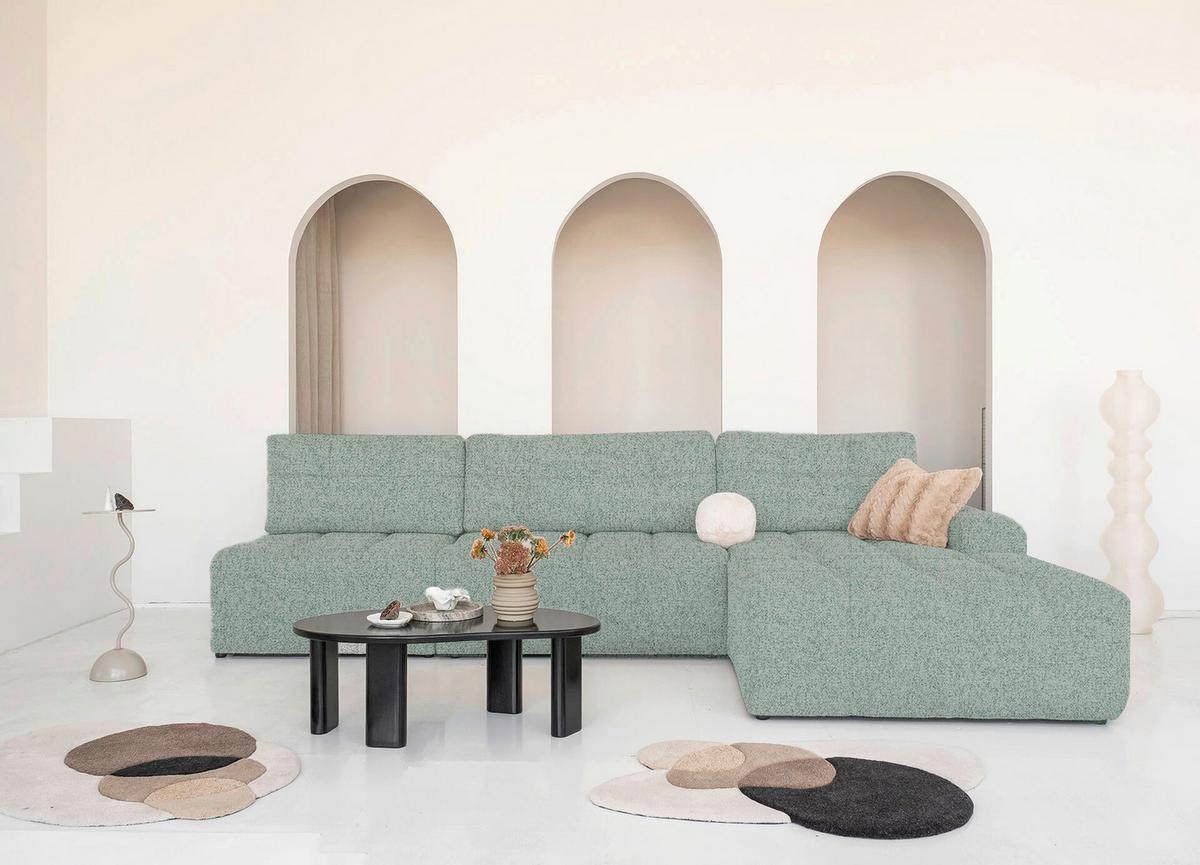 Ecksofa Lulu Türkis S: 338x184cm - Türkis/Schwarz, Design, Textil (338/184cm) - MID.YOU