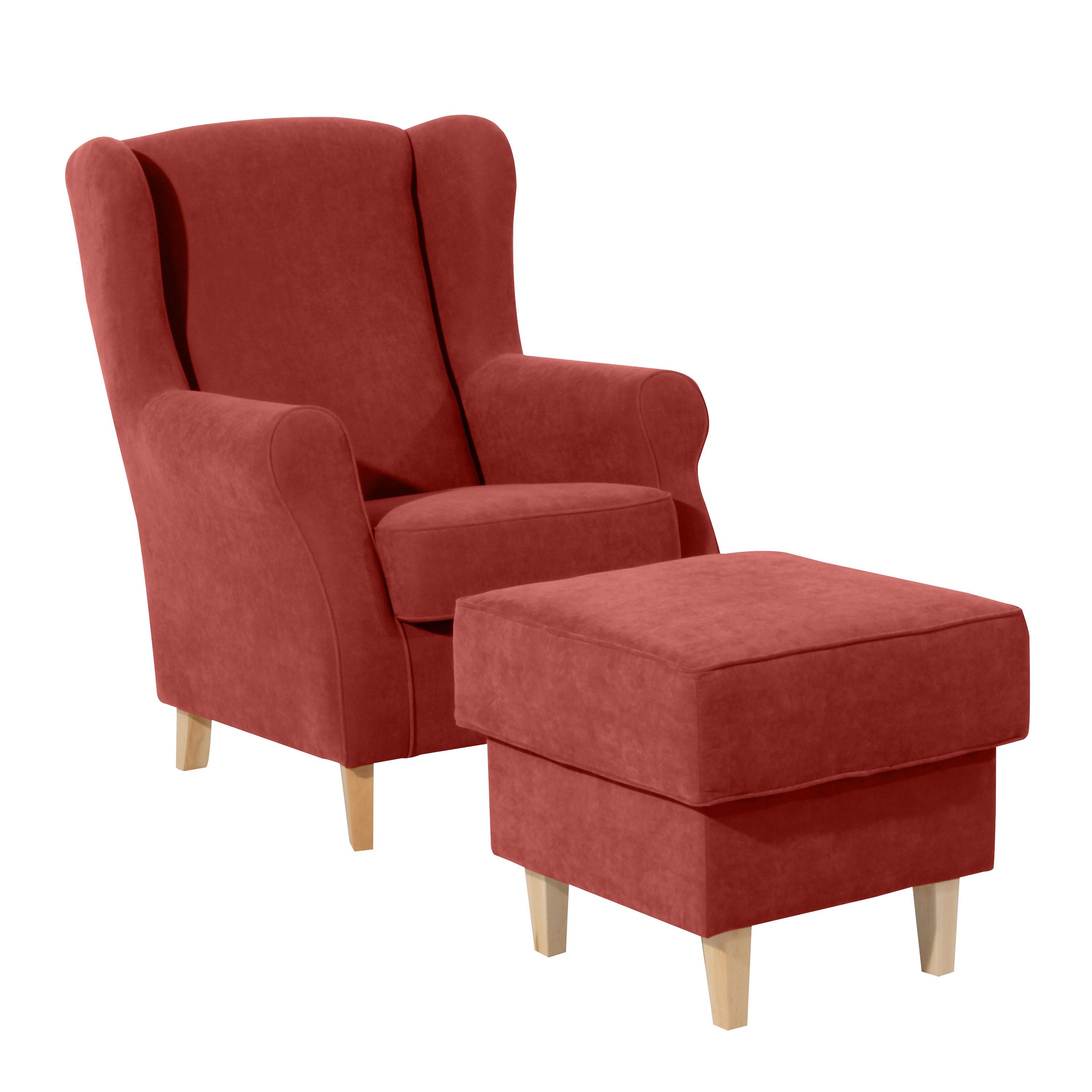 Hocker Lorris - Buchefarben/Terracotta, Design, Textil (53/45/53cm) - Max Winzer