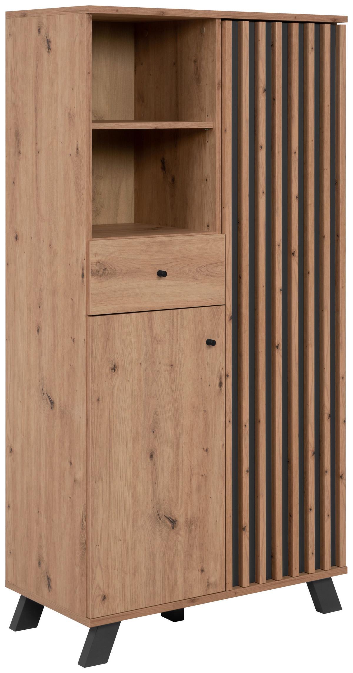 Highboard 80cm Medan 53a Eiche Artisan Dekor - Anthrazit/Eiche Artisan, Design, Holzwerkstoff (80/156/40cm) - MID.YOU