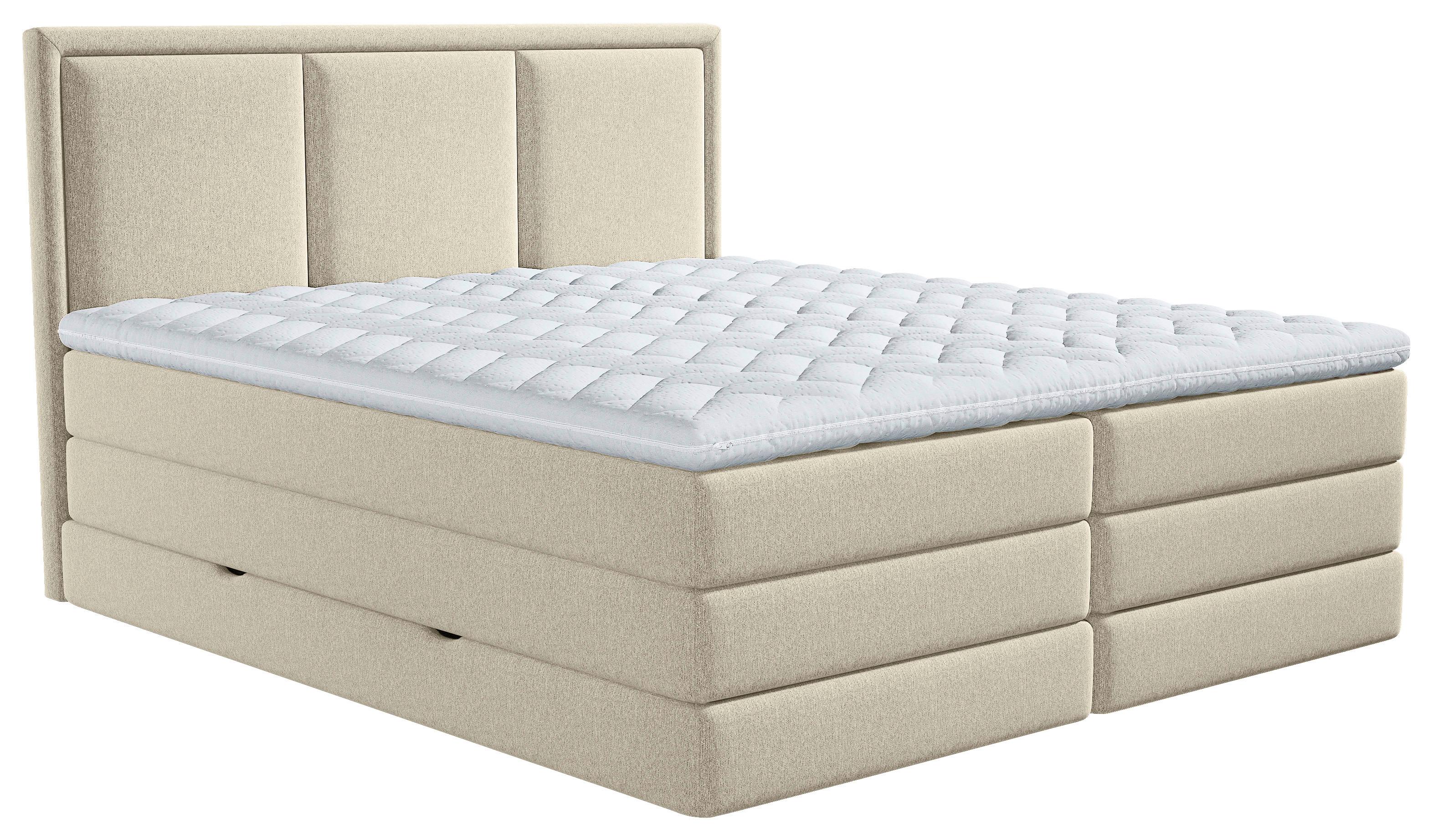 Boxspringbett Swing Webstoff Beige 200x200 cm - Beige, Design, Holzwerkstoff/Textil (200/200cm) - MID.YOU