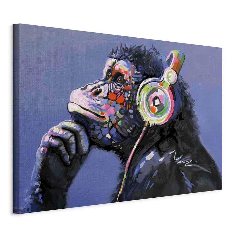 OBRAZ NA PLÁTNE MUSICAL MONKEY - lila/čierna, Basics, drevo/textil (90/60/1.2cm) - artgeist