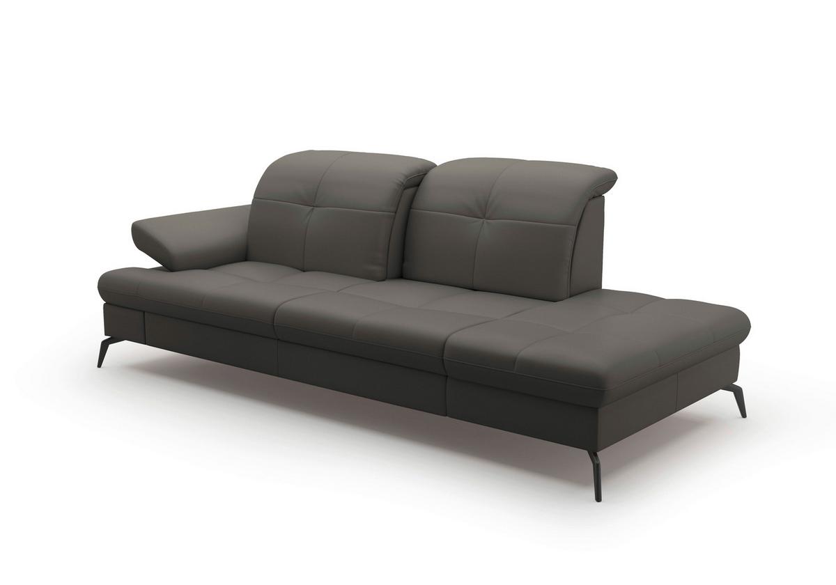 Récamiere Amica E, Mokka B: 231 Cm - Schwarz/Mokka, KONVENTIONELL, Leder/Textil (231/90/122cm) - Sit & More