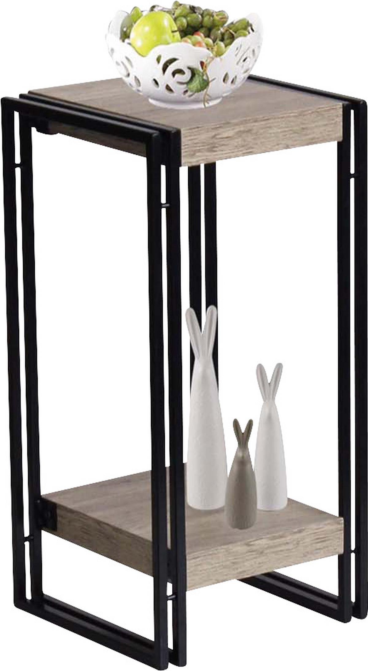 Blumensäule Mit Ablagefläche Schwarz/eichefarben Scott 4 - Eichefarben/Schwarz, MODERN, Holzwerkstoff/Metall (30/55/30cm) - Ondega