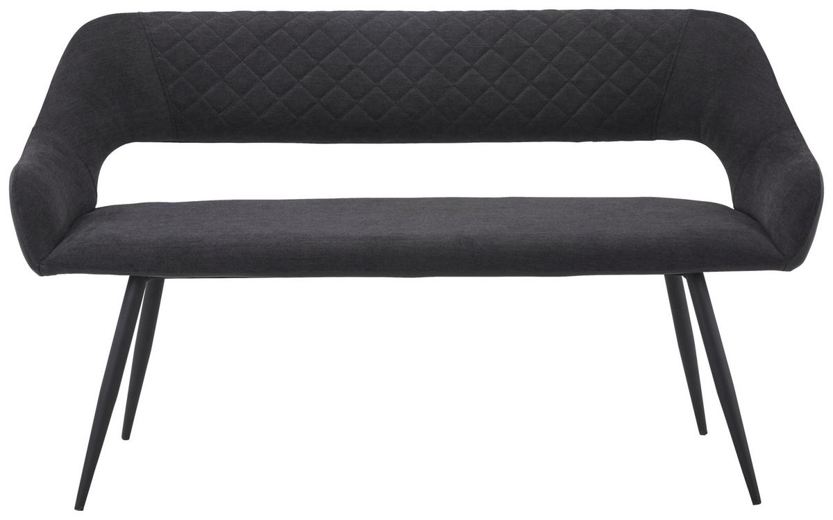 Sitzbank mit Lehne Gepolstert Anthrazit Porto B: 140 cm - Anthrazit/Schwarz, MODERN, Textil/Metall (140l) - MID.YOU