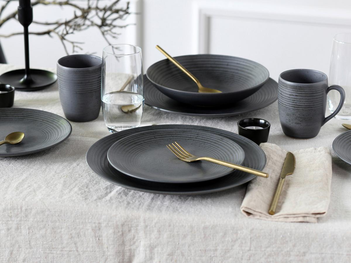 Kombinovaná souprava CATANIA ANTRACIT, 16-dílný - antracitová, Design, keramika - Creatable