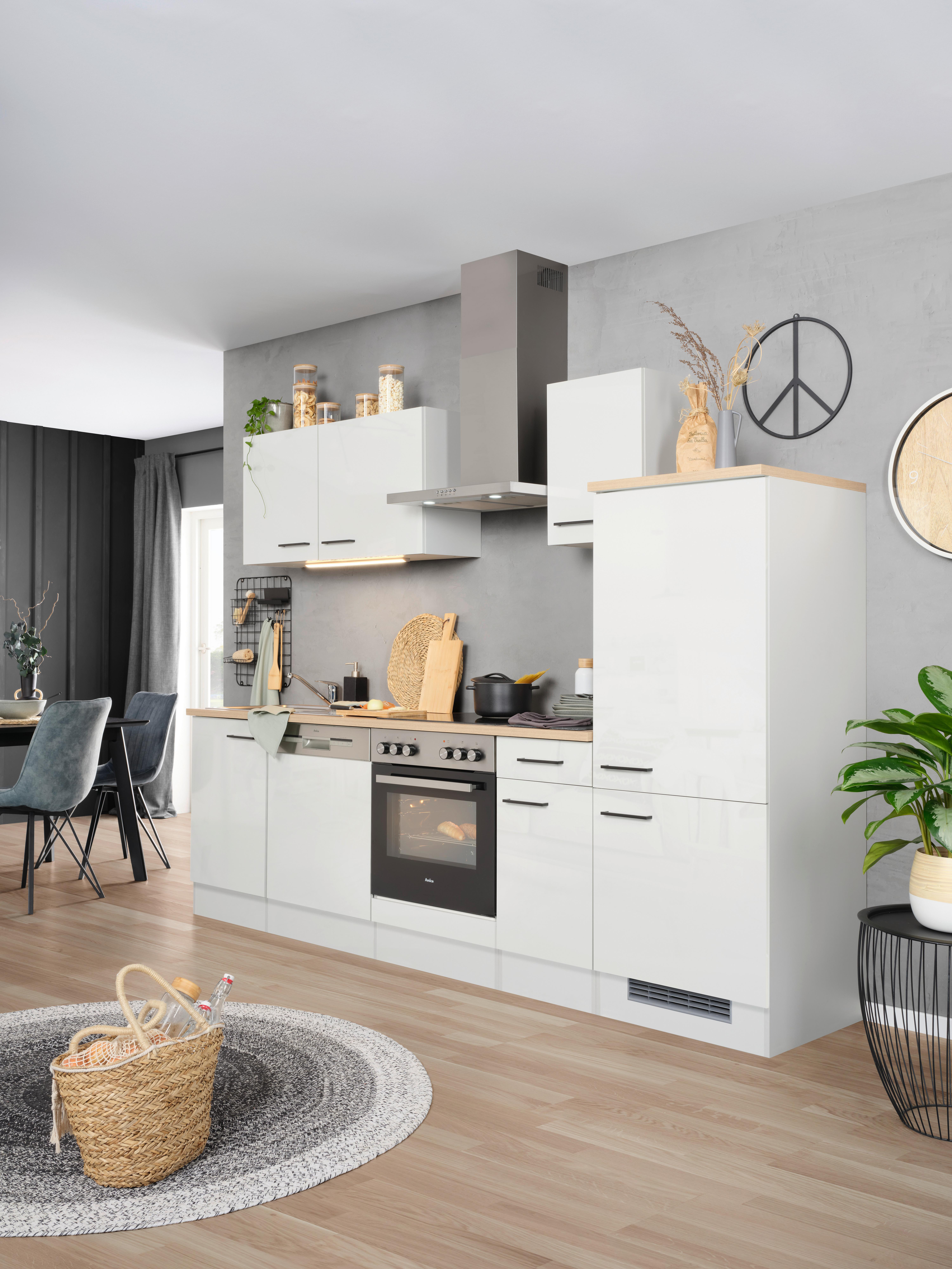 Kuchyňský blok LEVI bez spotřebičů, šířka 270 cm - šedá/černá, Moderní, kompozitní dřevo (270cm) - FlexWell