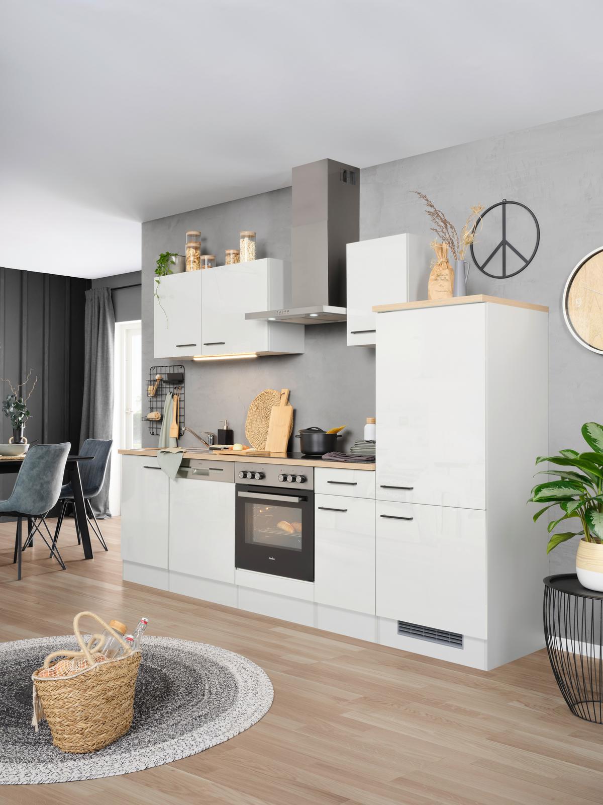 Kuchynský blok LEVI bez spotrebičov, šírka 270 cm - čierna/sivá, Modern, kompozitné drevo (270cm) - FlexWell
