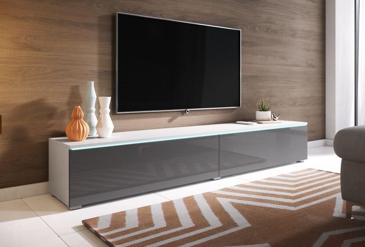 TV nízka komoda bílá matní/šedá VL - bílá/šedá, Lifestyle, kompozitní dřevo/plast (180/30/33cm) - P & B
