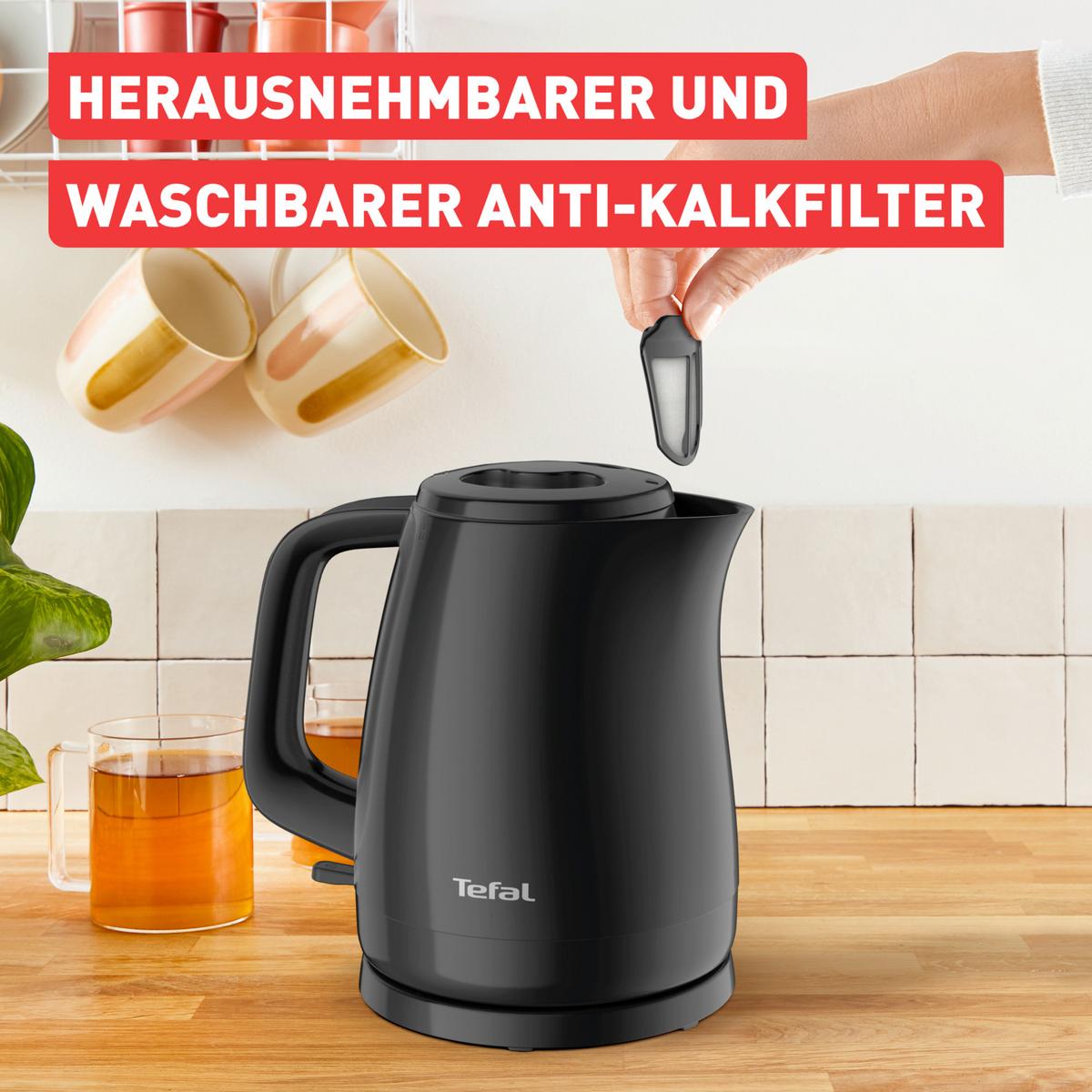 WASSERKOCHER schwarz, 1,5 Liter - Schwarz, Basics, Kunststoff (1,5l) - Tefal