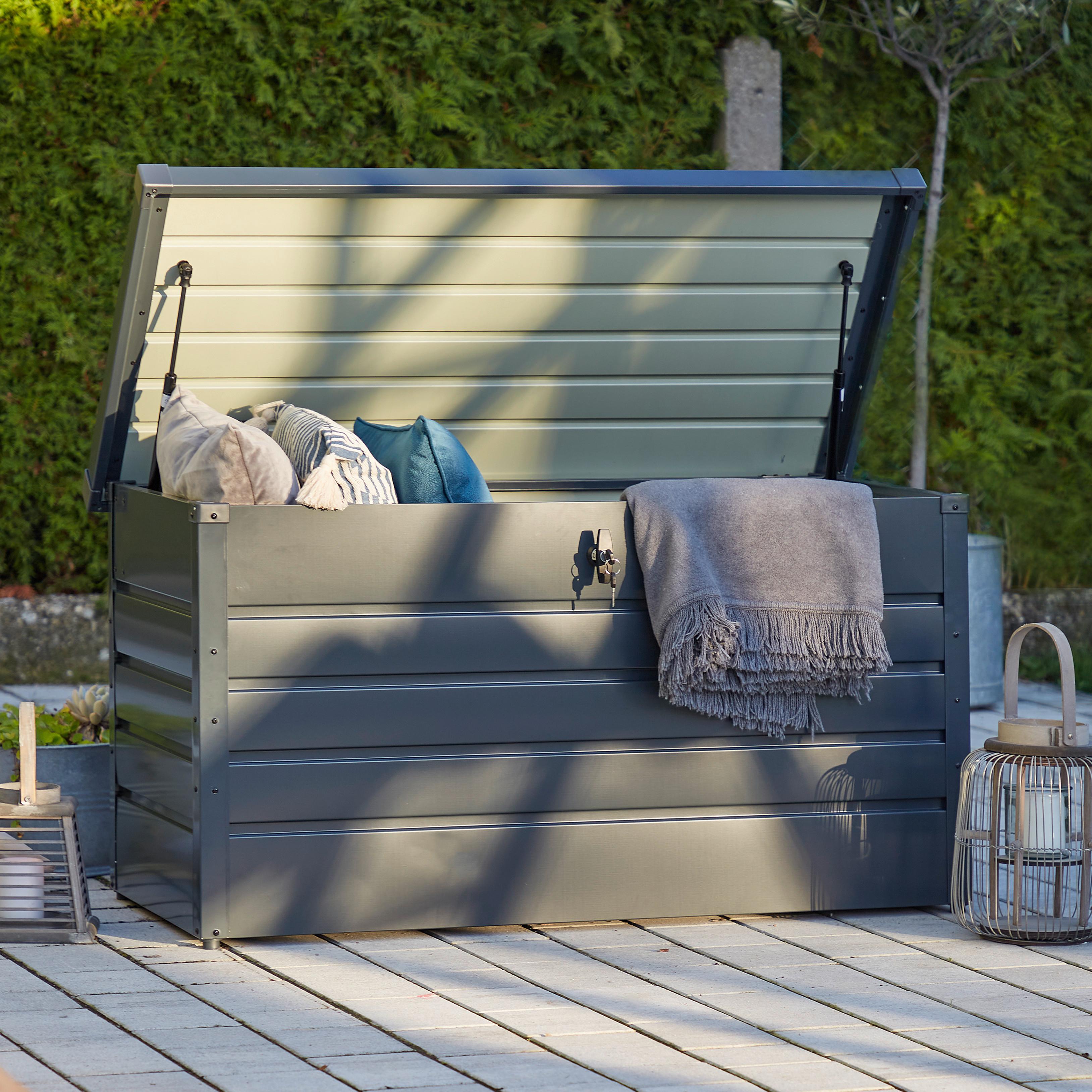 Kissenbox Robus - Anthrazit, MODERN, Metall (165/63/71cm) - Beldano