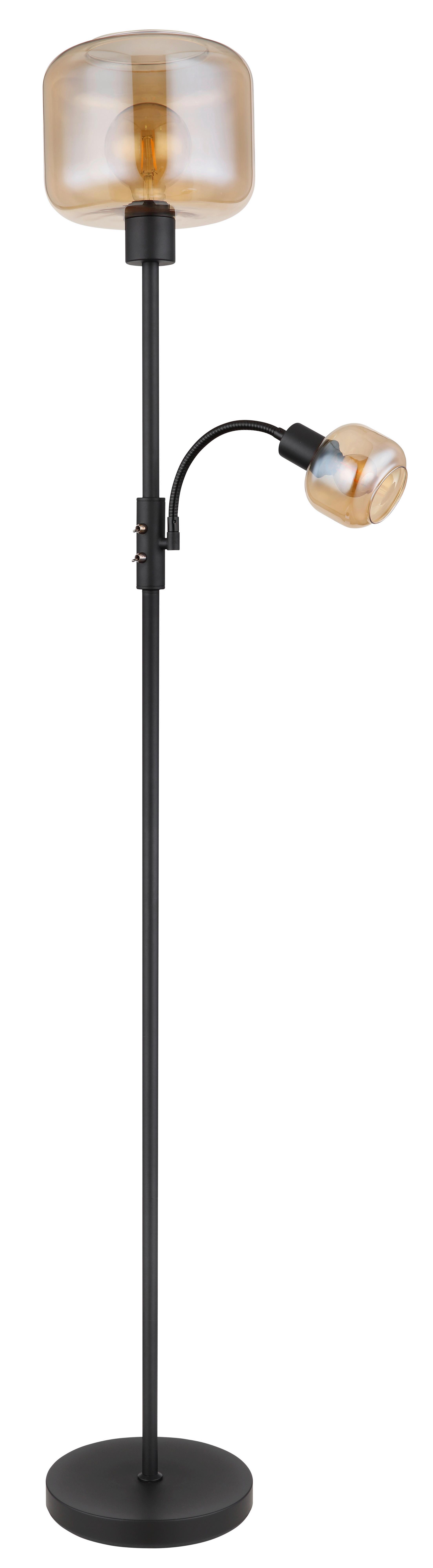 Stehleuchte 15566sa - Schwarz, Design, Glas/Metall (25/165cm) - Globo