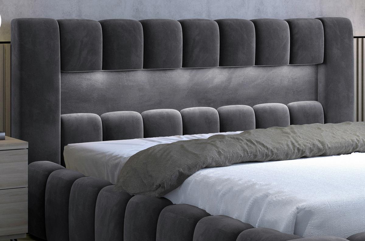 Polsterbett Lamica Grau Lf: 160x200 Cm - Schwarz/Weiß, MODERN, Holz (160/200cm) - MID.YOU