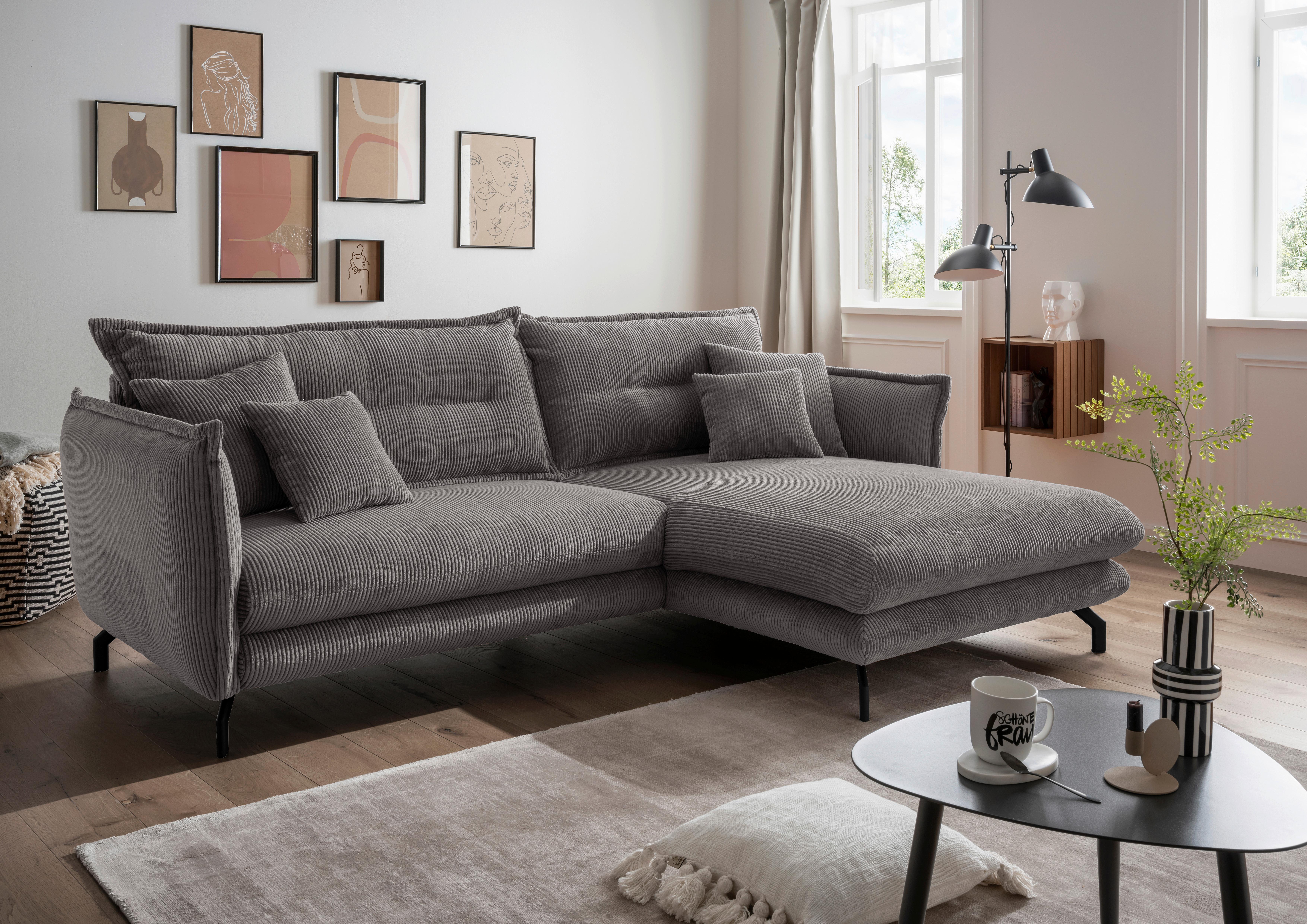 Ecksofa Lava S: 255/180 cm - Schwarz/Grau, MODERN, Textil (255/180cm) - Livetastic