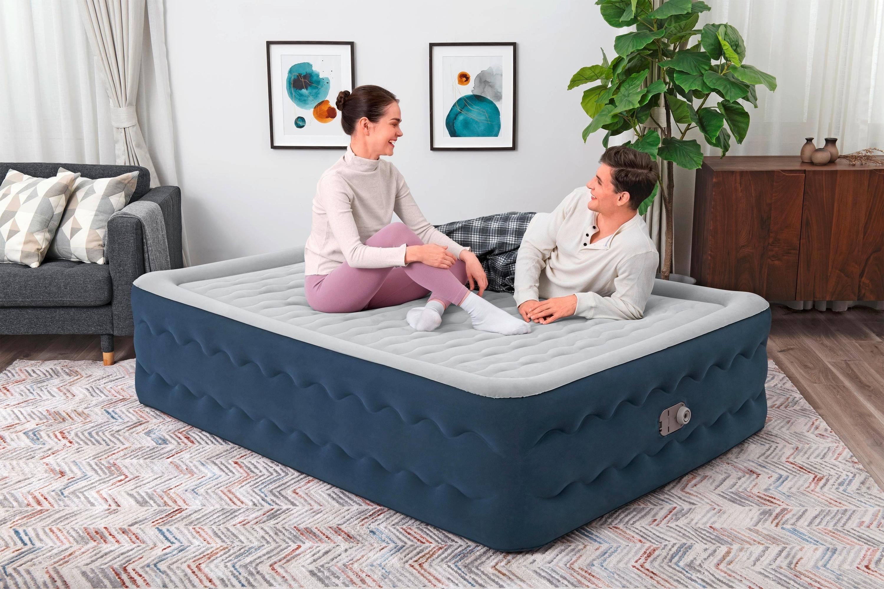 Luftbett Mathias 203x152x51 Cm Bis 300kg, Inkl. Pumpe - Dunkelblau/Grau, KONVENTIONELL, Kunststoff/Metall (203/152/51cm) - Bestway