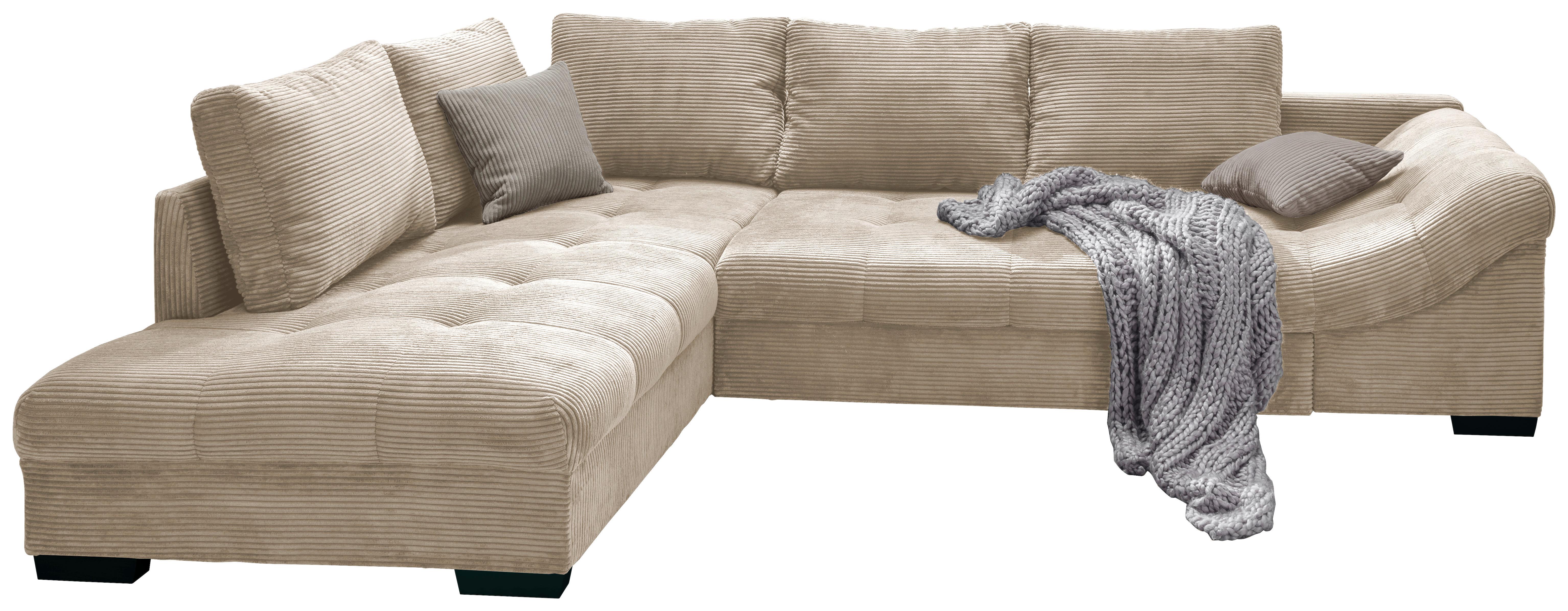 Rohová sedačka ALVITO, levá, béžový manšestr - šedá/černá, Design, dřevo/textil (202/298cm) - MID.YOU