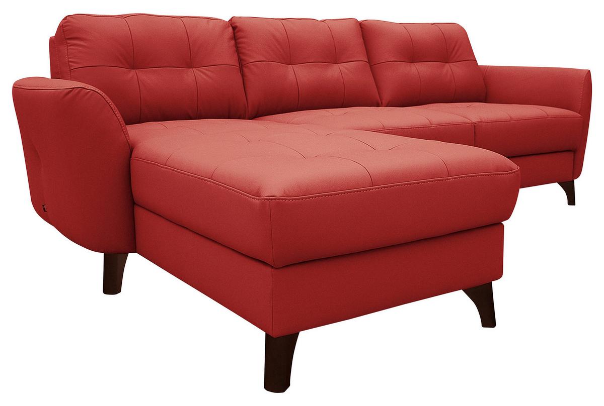 Ecksofa Nordic Rot S: 238x168 cm - Buchefarben/Rot, Design, Leder/Textil (238/168cm) - Livetastic