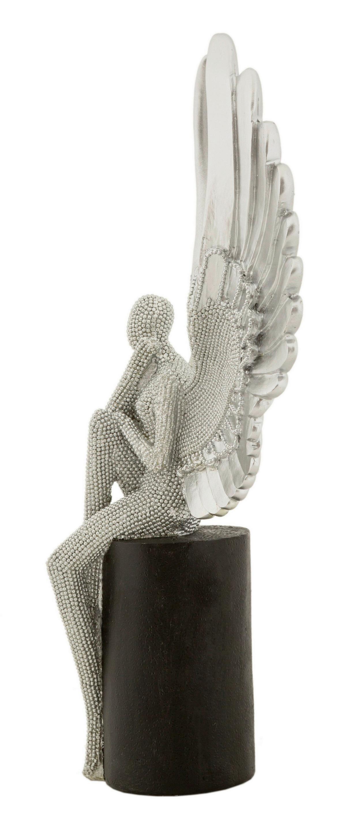 Skulptur Kunststoff, Silver/schwarz - Basics, Kunststoff (24/34/8cm)