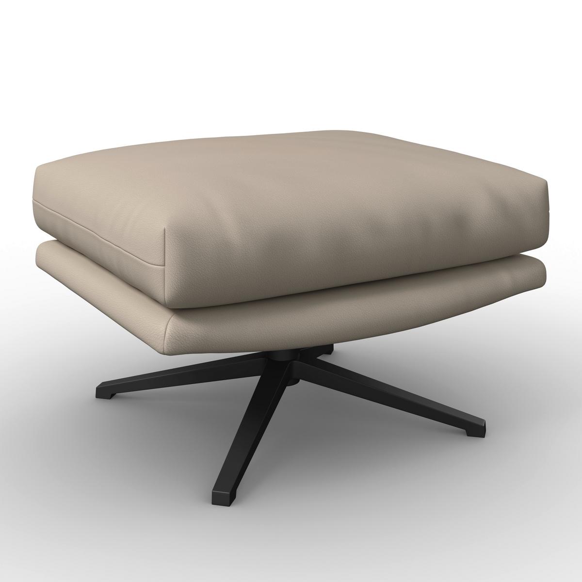 Relaxační křeslo ANDREA, béžová, s taburetem - černá/béžová, Moderní, kov/dřevo (82/105/80cm) - Bessagi Home