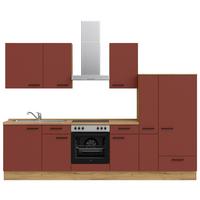 Küchenleerblock Easytouch Low-Line, L7 Rechts - Eichefarben/Rot, MODERN, Holzwerkstoff (300cm) - Nobilia