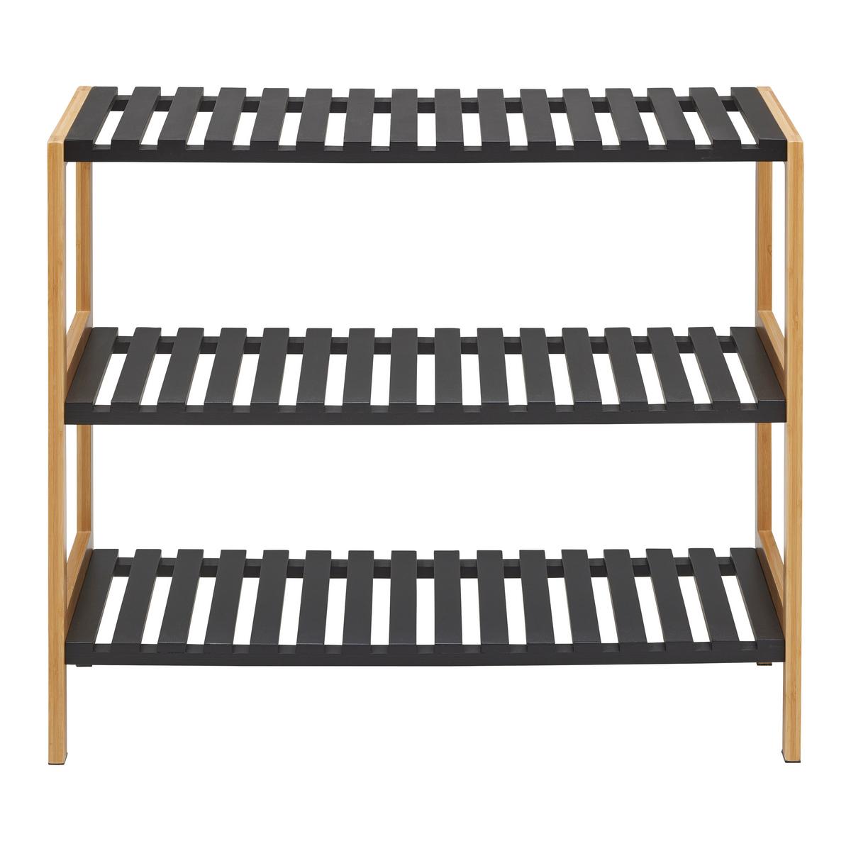 REGÁL NA BOTY ELSA - černá/přírodní barvy, Moderní, kompozitní dřevo/přírodní materiály (70/58,5/30cm) - Mömax