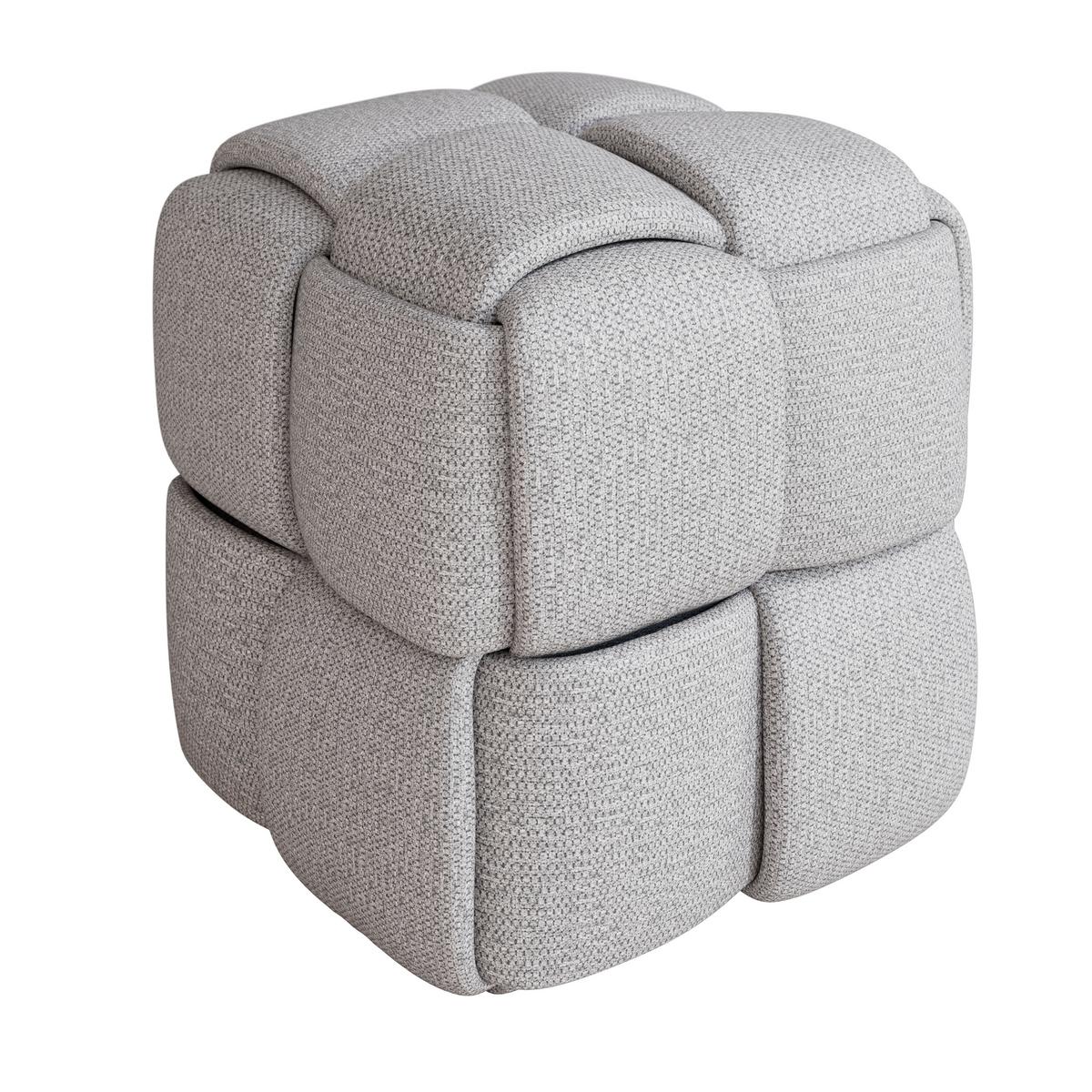 Taburet ELLA šedá bouclé - šedá/černá, Moderní, dřevo/textil (45/45/45cm) - Bessagi Home