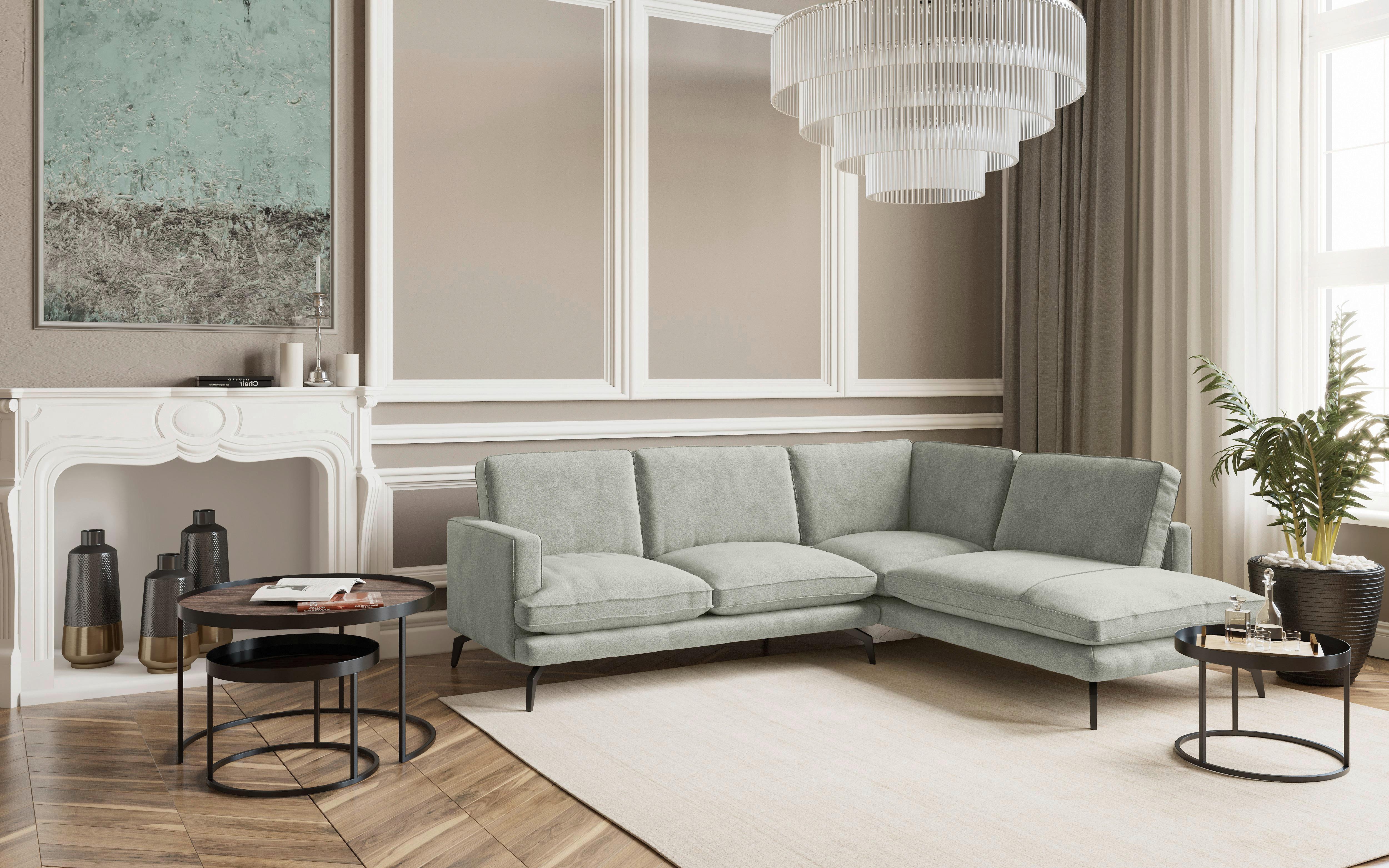 Ecksofa Bali - Hellbraun/Hellgrau, Design, Textil (250/202cm) - Livetastic