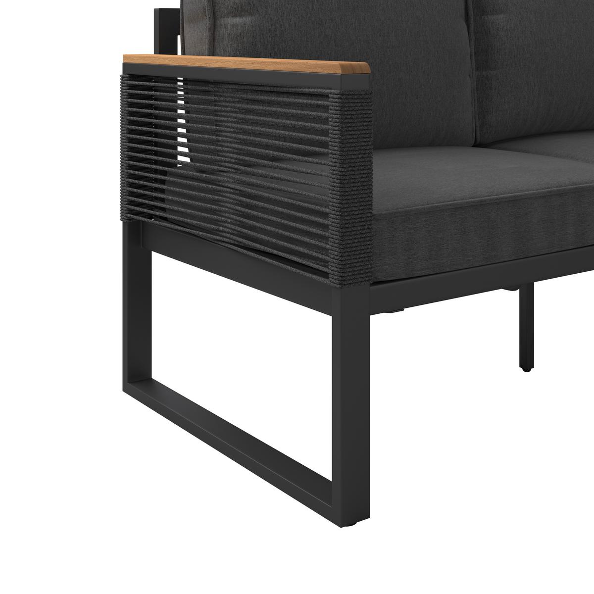 Loungegarnitur Orlando - Dunkelgrau/Naturfarben, MODERN, Glas/Kunststoff (245,5/182cm) - Beldano