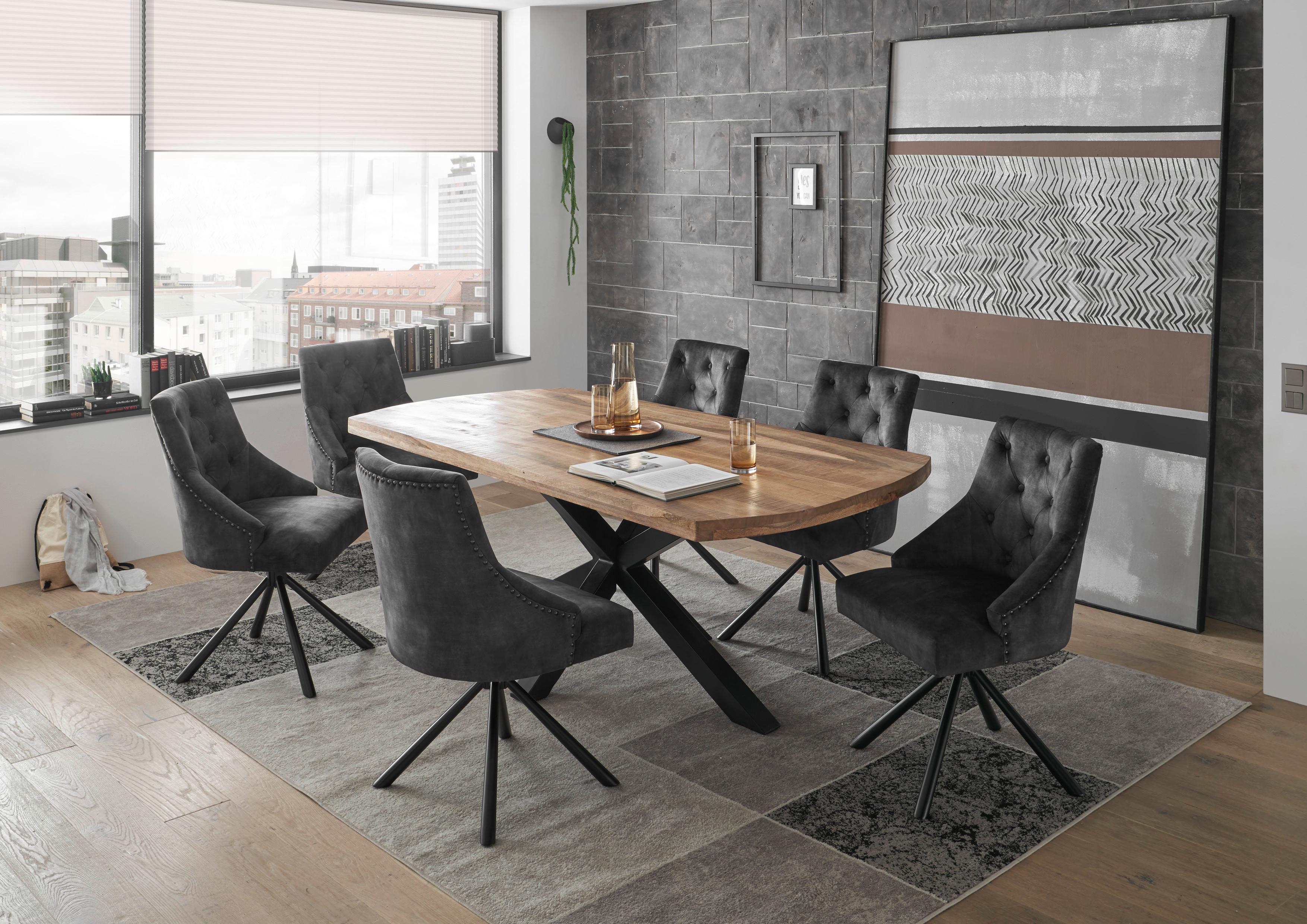 Esstisch Veneti 200x77x100cm Mangoholz/Schwarz - Schwarz, MODERN, Holz/Metall (200/77/100cm) - MID.YOU