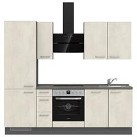 Kuchynská linka 240CM biely betón/ bridlicová šedá - biela/farba ušľachtilej ocele, Modern, kov/kompozitné drevo (240cm) - Nobilia