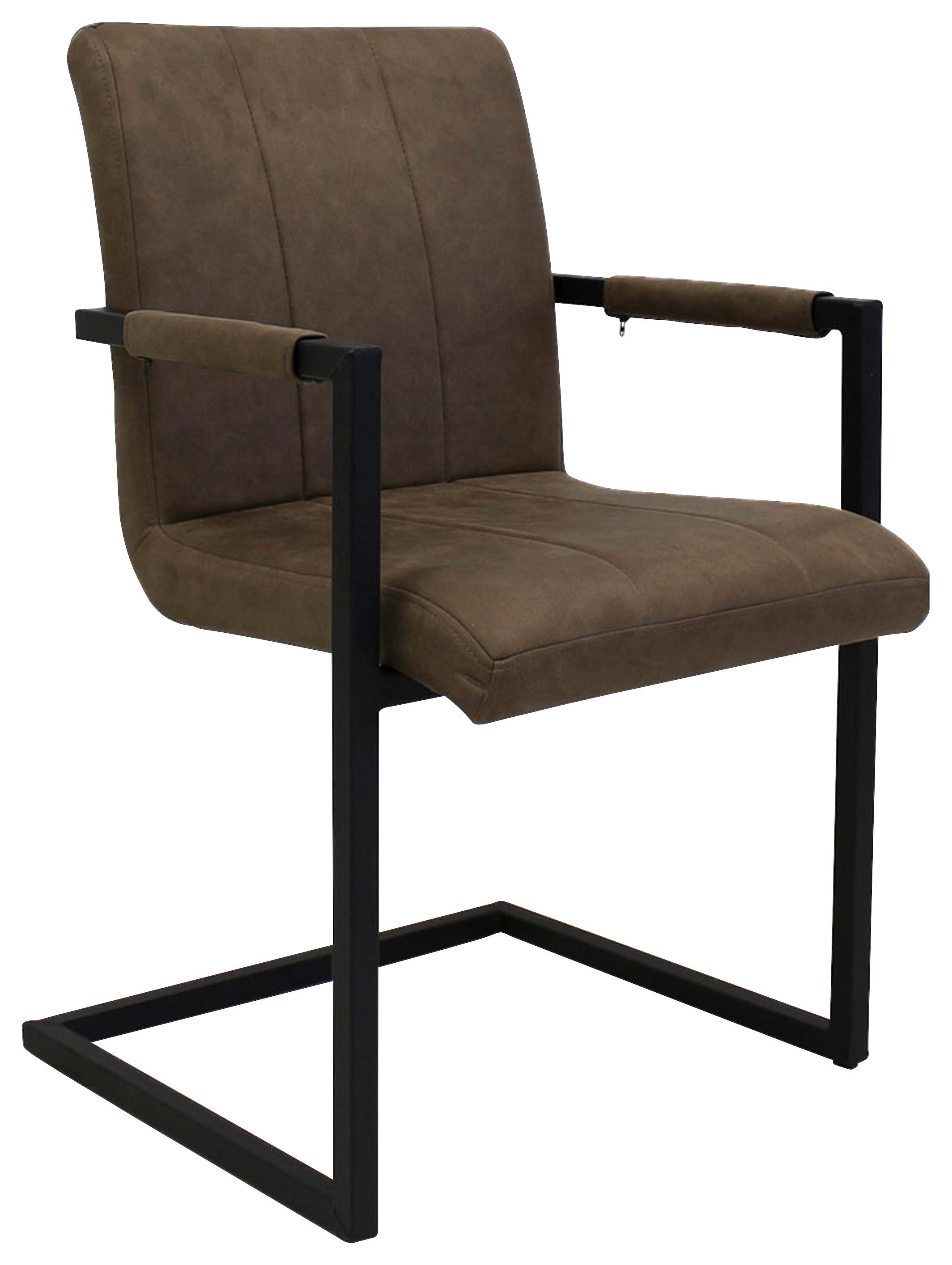 Armlehnstuhl-Set Brandon - Taupe/Schwarz, KONVENTIONELL, Textil/Metall (54/85/61cm) - MID.YOU