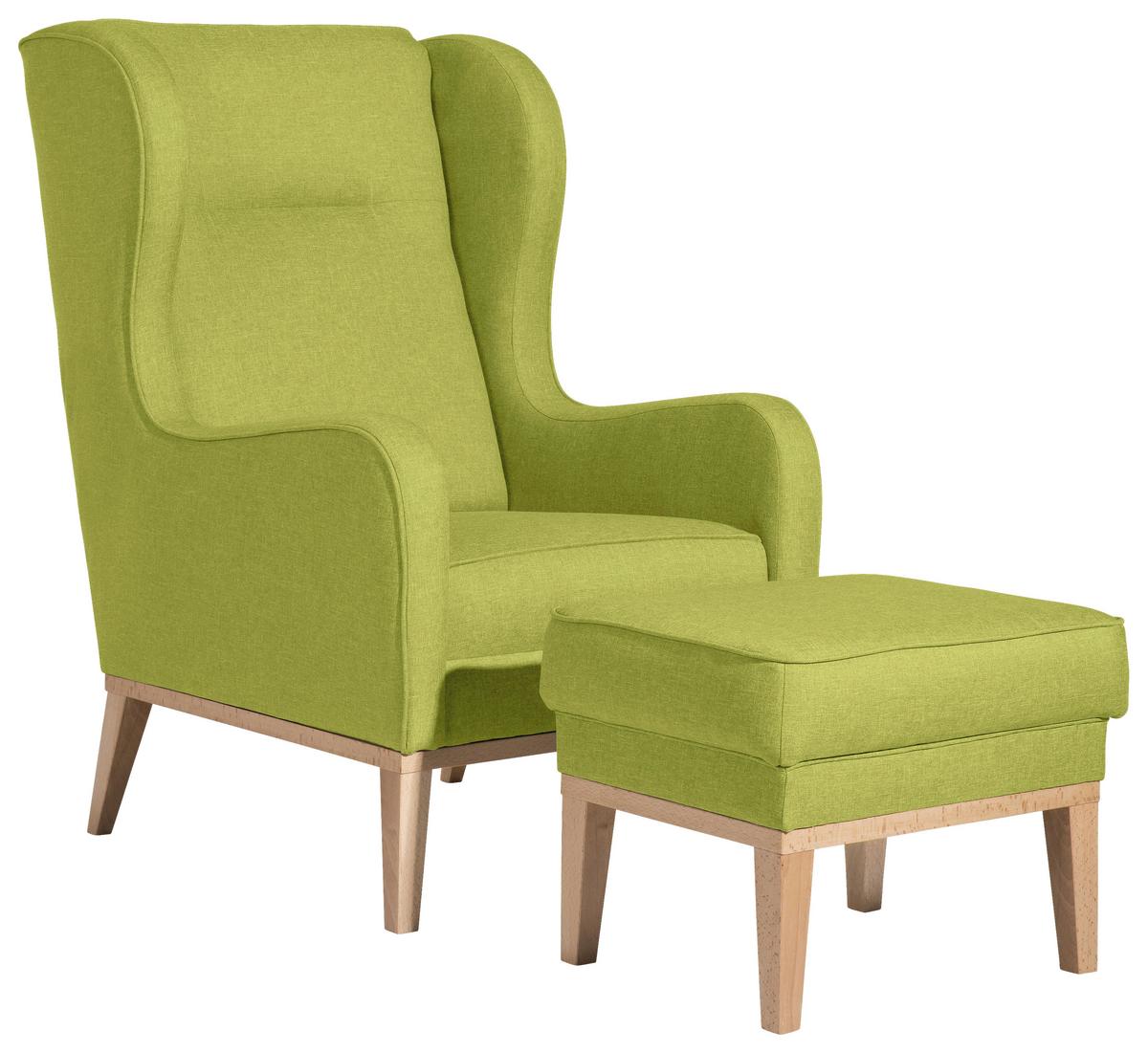 Hocker Angelo - Naturfarben/Hellgrün, KONVENTIONELL, Textil (50/41/41cm) - Max Winzer