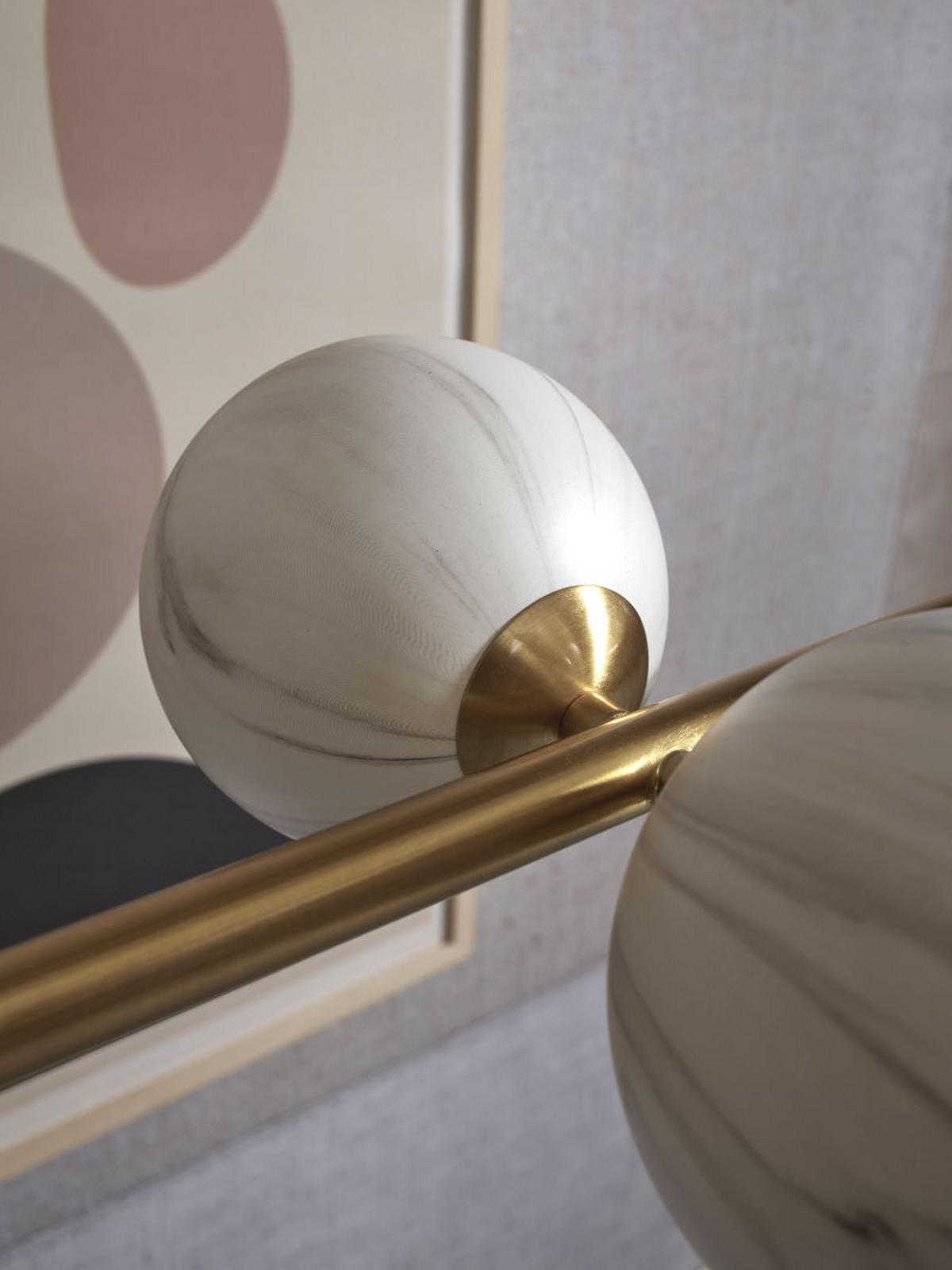 Hängeleuchte Carrera 6-Flammig höhenverstellbar - Goldfarben/Weiß, Basics, Glas/Metall (105/30cm) - It's about Romi