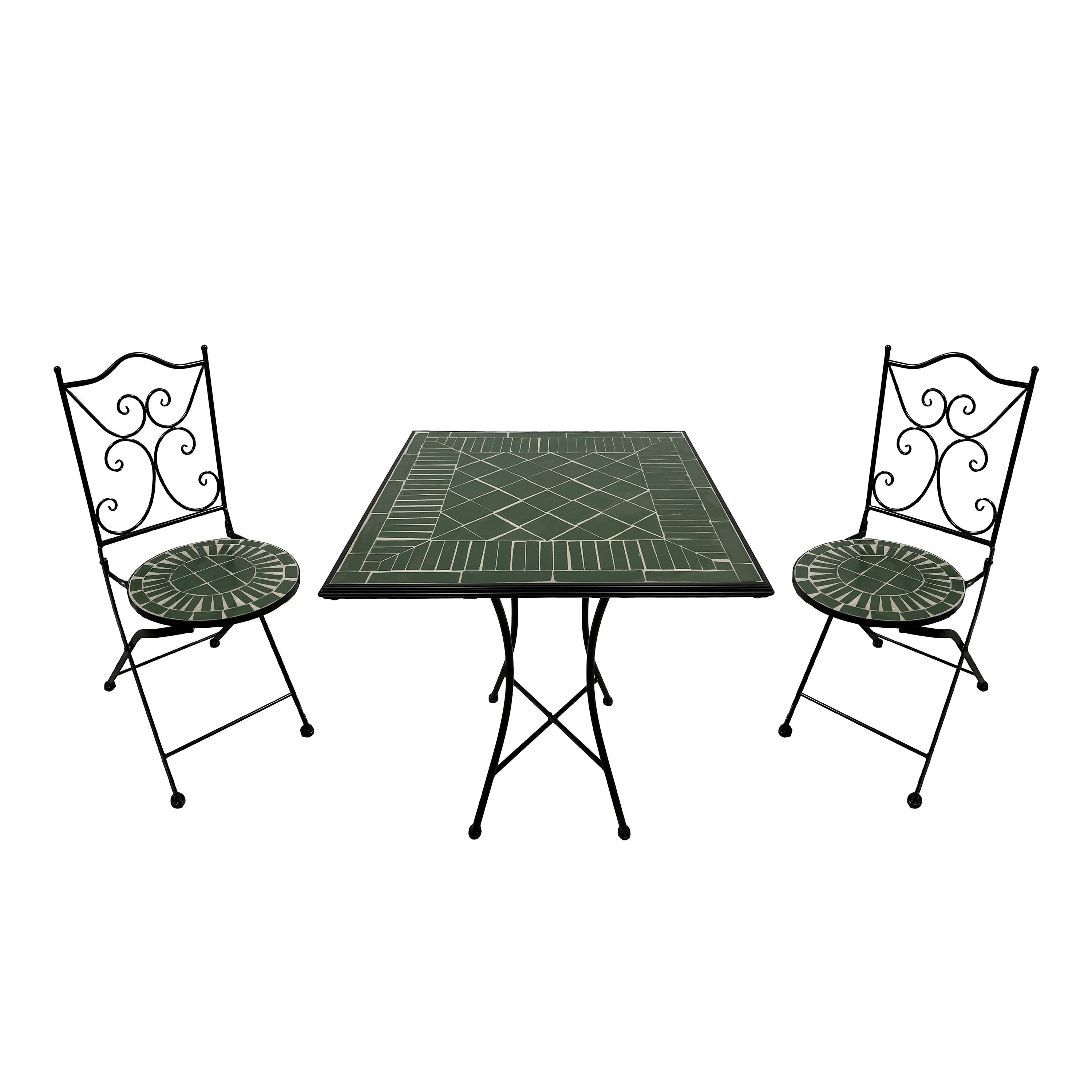 Gartenset Camilla Dunkelgrün - Dunkelgrün/Schwarz, Basics, Keramik/Metall (60/60/75cm) - Ambia Garden