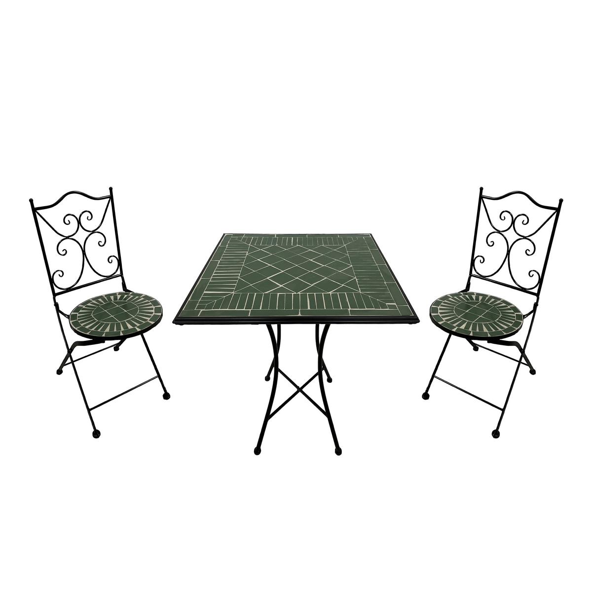 Gartenset Camilla Dunkelgrün - Dunkelgrün/Schwarz, Basics, Keramik/Metall (60/60/75cm) - Ambia Garden