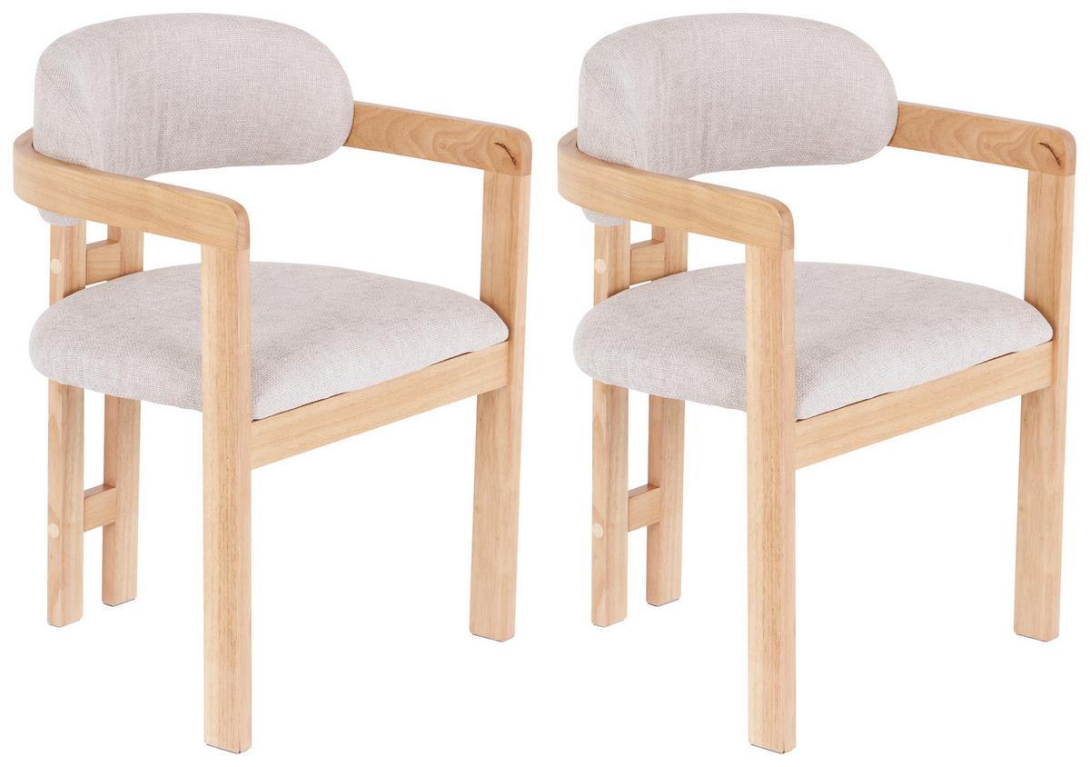 Armlehnstuhl Sally Hellbraun Gepolstert - Hellbraun/Eichefarben, MODERN, Holz/Textil (60/80/52cm) - MID.YOU