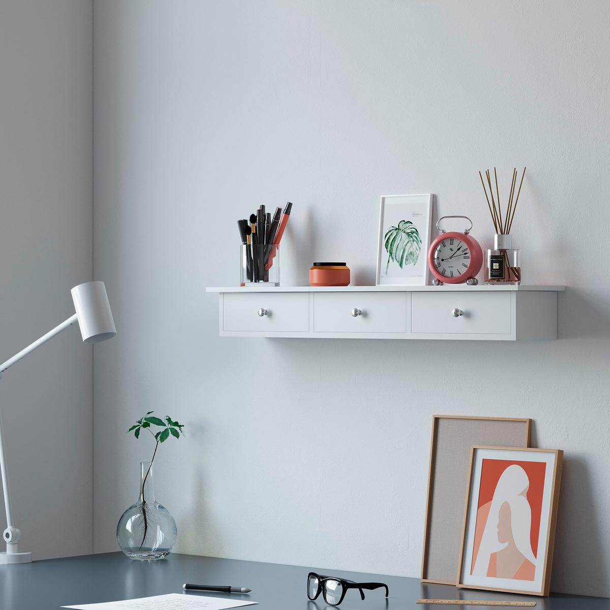 Hängeregal Mit 3 Schubladen B: 80 cm, Weiß - Weiß, Basics, Holzwerkstoff (80/10/15cm) - Boxxx