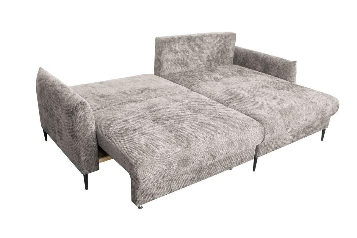 Rohová sedačka POLIS, obojstranná, sivohnedá - čierna/taupe, Modern, kov/textil (221/142cm) - Based