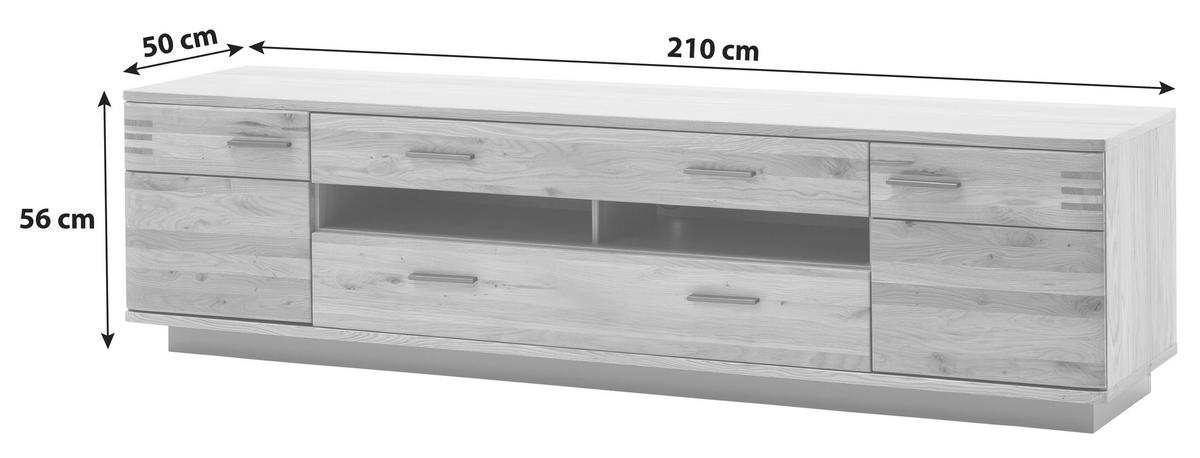 TV-Element Salvador B: 210 cm Eiche Dekor - Eichefarben/Schwarz, Design, Holz/Holzwerkstoff (210/56/50cm) - Livetastic