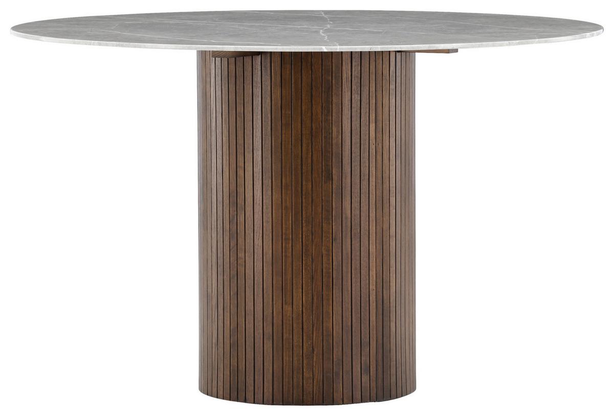 Esstisch Härön - Dunkelgrau/Braun, Design, Glas/Holz (120/120/74cm) - Livetastic