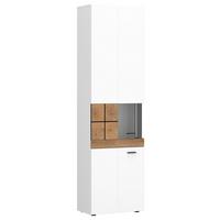 Vitrine Oreta B: 54,7 Cm Weiß Hochglanz/eichefarben - Weiß Hochglanz/Eichefarben, MODERN, Glas/Holzwerkstoff (54,7/200/36,6cm)