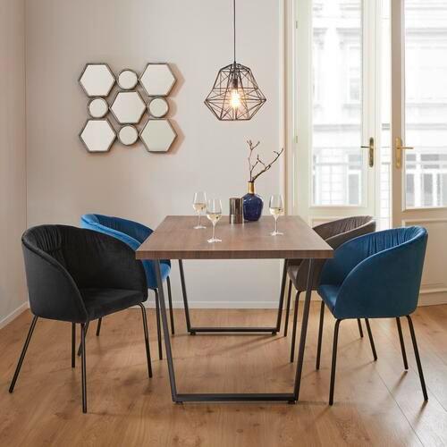 Stôl Dave  160x90cm - čierna/farba vlašského orecha, Modern, kov/drevo (160/90/76cm) - Bessagi Home