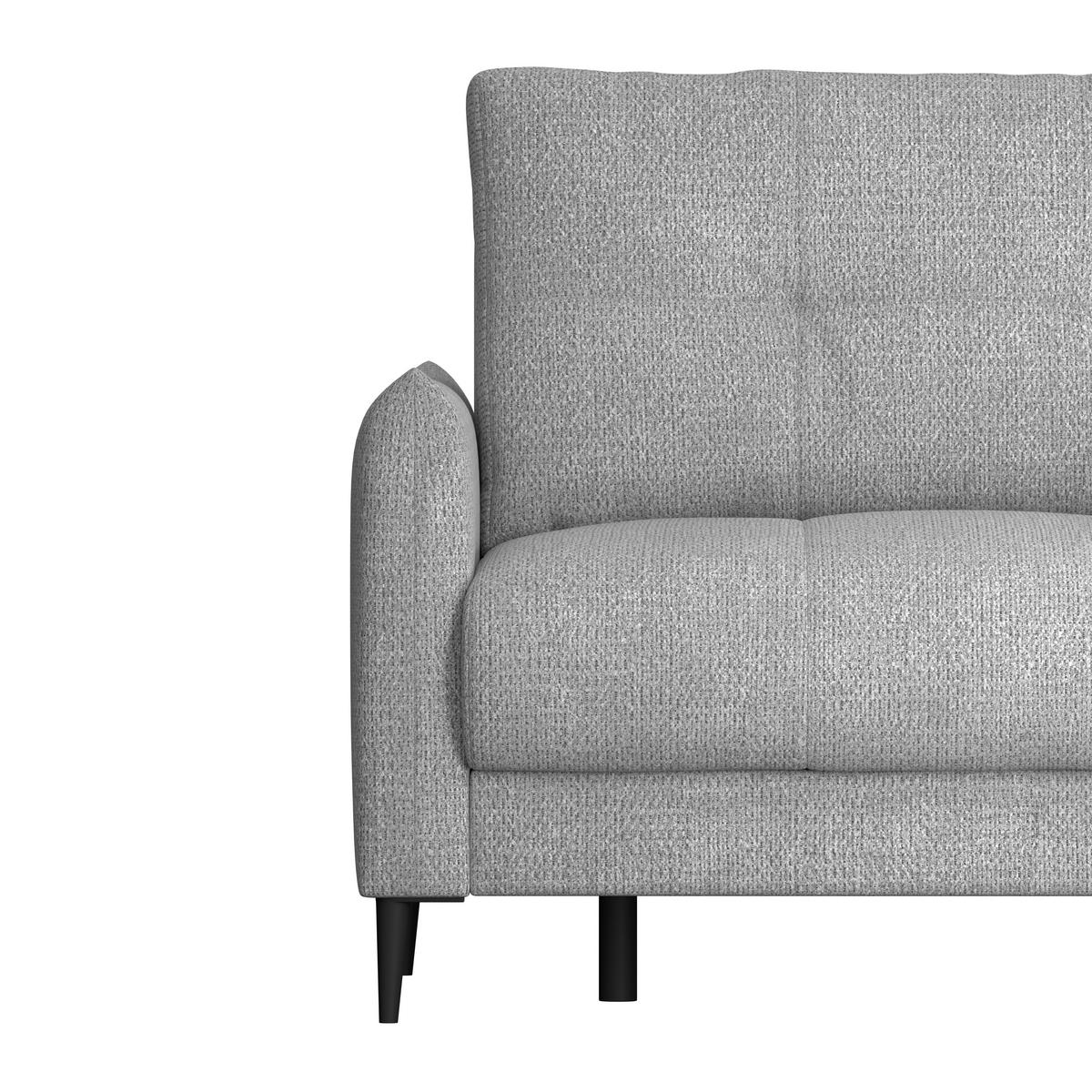 Ecksofa Polis Webstoff hellgrau, 221x142cm - Hellgrau/Schwarz, Trend, Textil (221/142cm) - Ondega