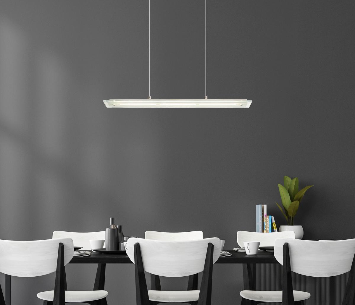 LED-HÄNGELEUCHTE Memory-Funktion - Klar/Nickelfarben, Design, Glas/Metall (64/9/150cm) - Globo