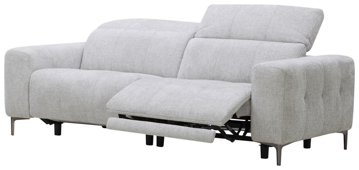 Trojmiestna pohovka ALVARO, sivý zamat, relax.funkcia - sivá/prírodná farba, Modern, kov/drevo (220/79/109cm) - Mömax